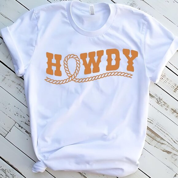 Howdy Western Tee Graphic Short Sleeve T-Shirt - Picture 1 of 2